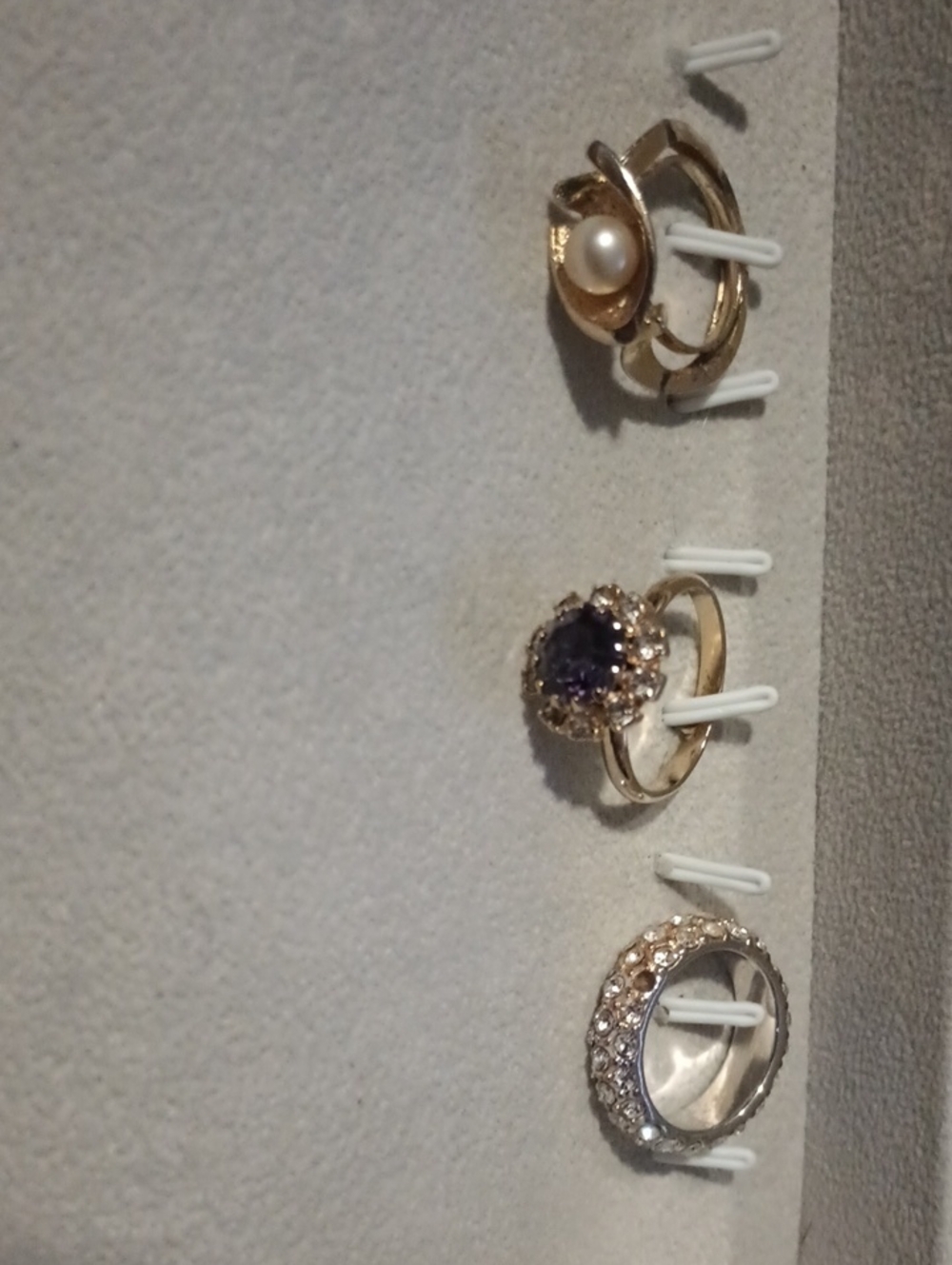 Gold Pearl and Gemstone Ring Set - Women Jewelry